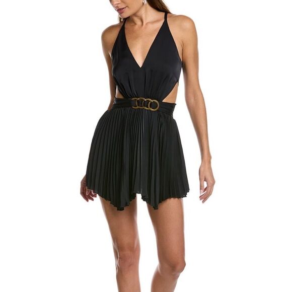 Ramy Brook Yoshi Mini Dress Cut Out Pleated Black S - Picture 1 of 9